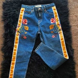 'Top Shop' Embroidered Jeans